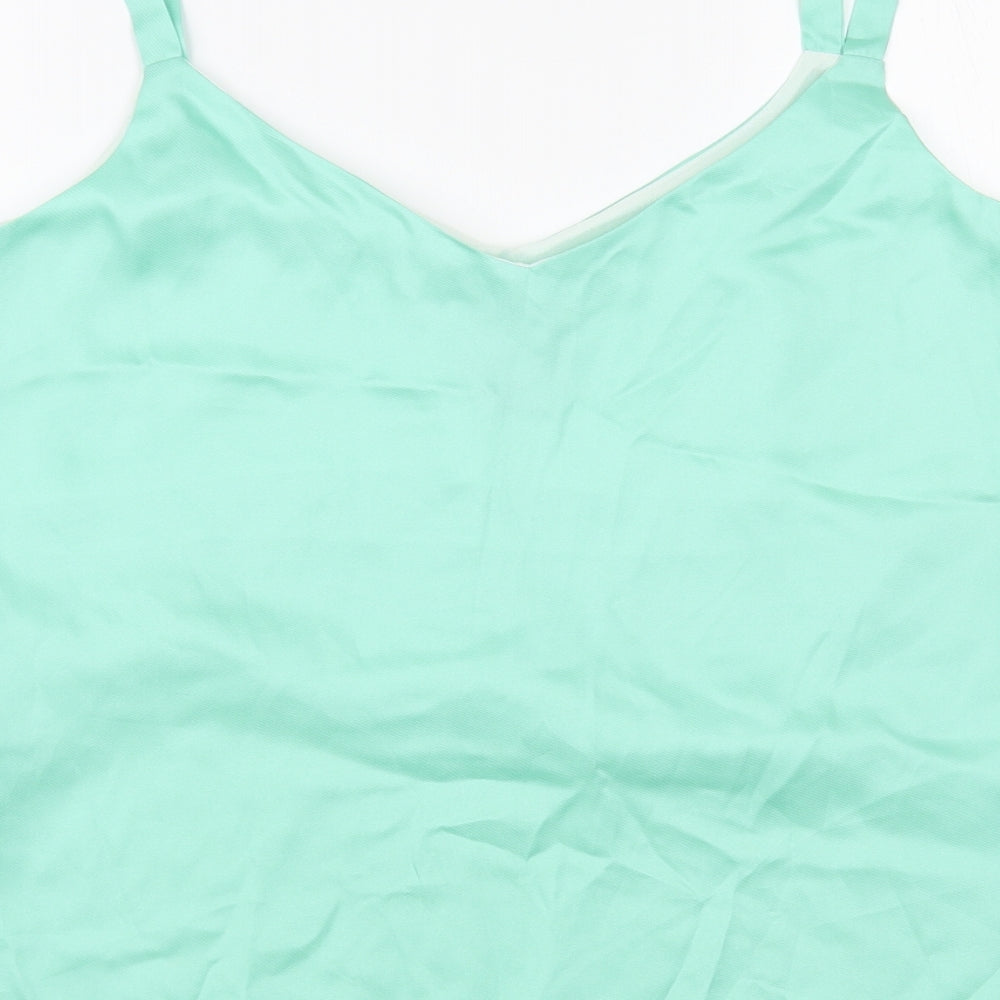 Access Womens Green Polyester Camisole Blouse Size M V-Neck