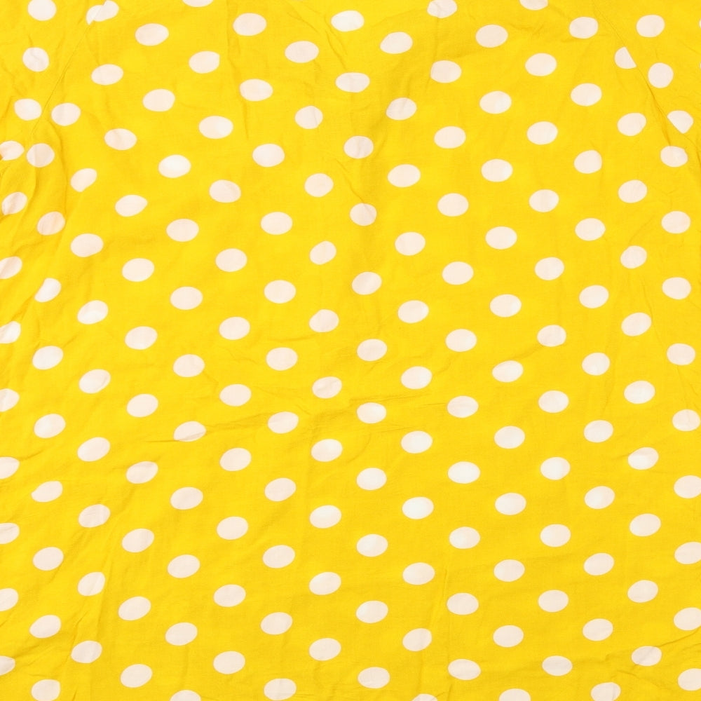 TEX Womens Yellow Polka Dot Viscose Tunic Blouse Size M V-Neck