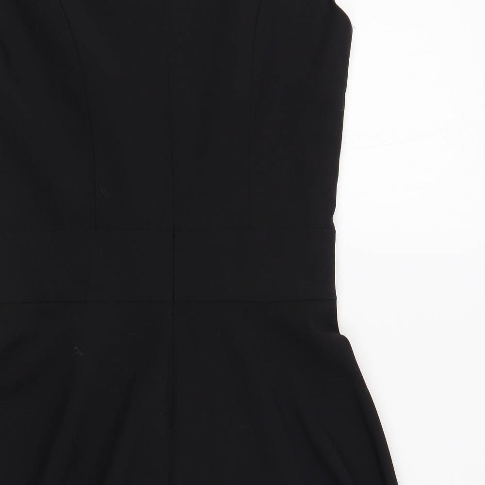 Red Herring Womens Black Polyester Fit & Flare Size 8 Boat Neck Zip