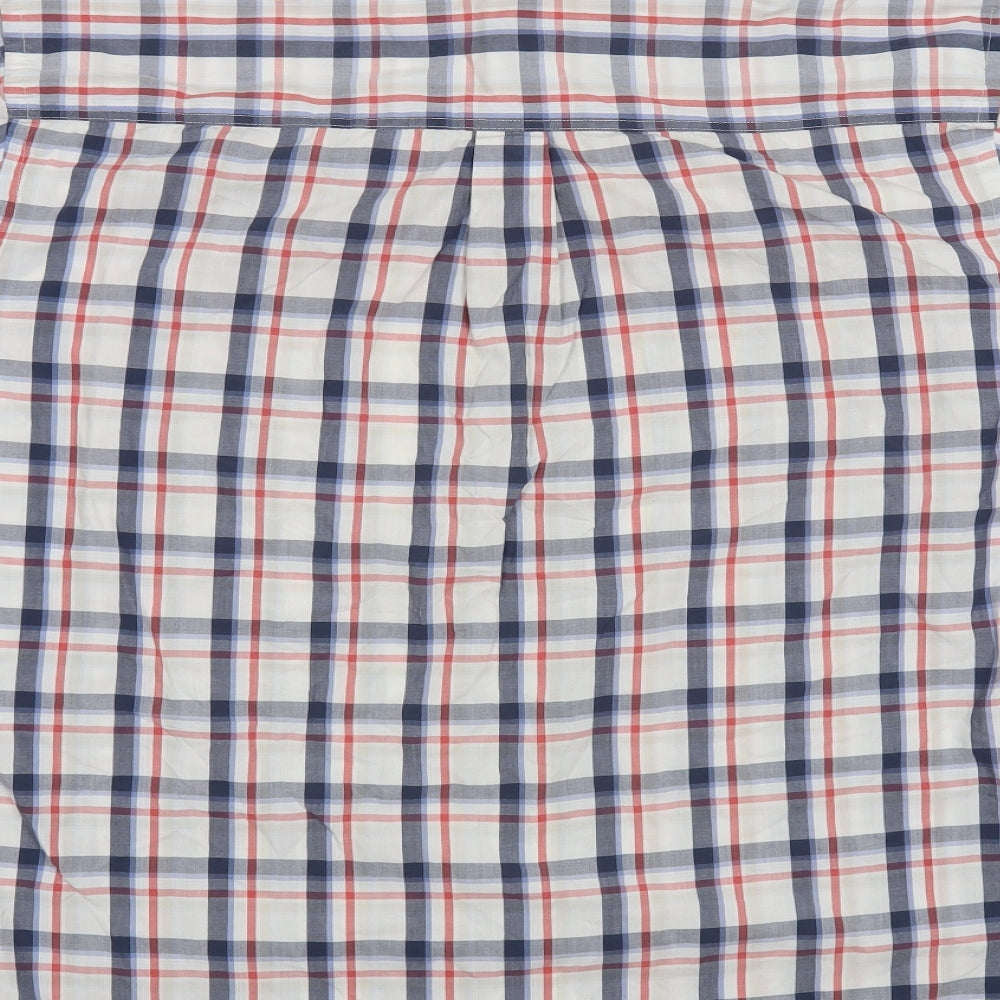 Morley Mens Grey Plaid Cotton Button-Up Size XL Collared Button