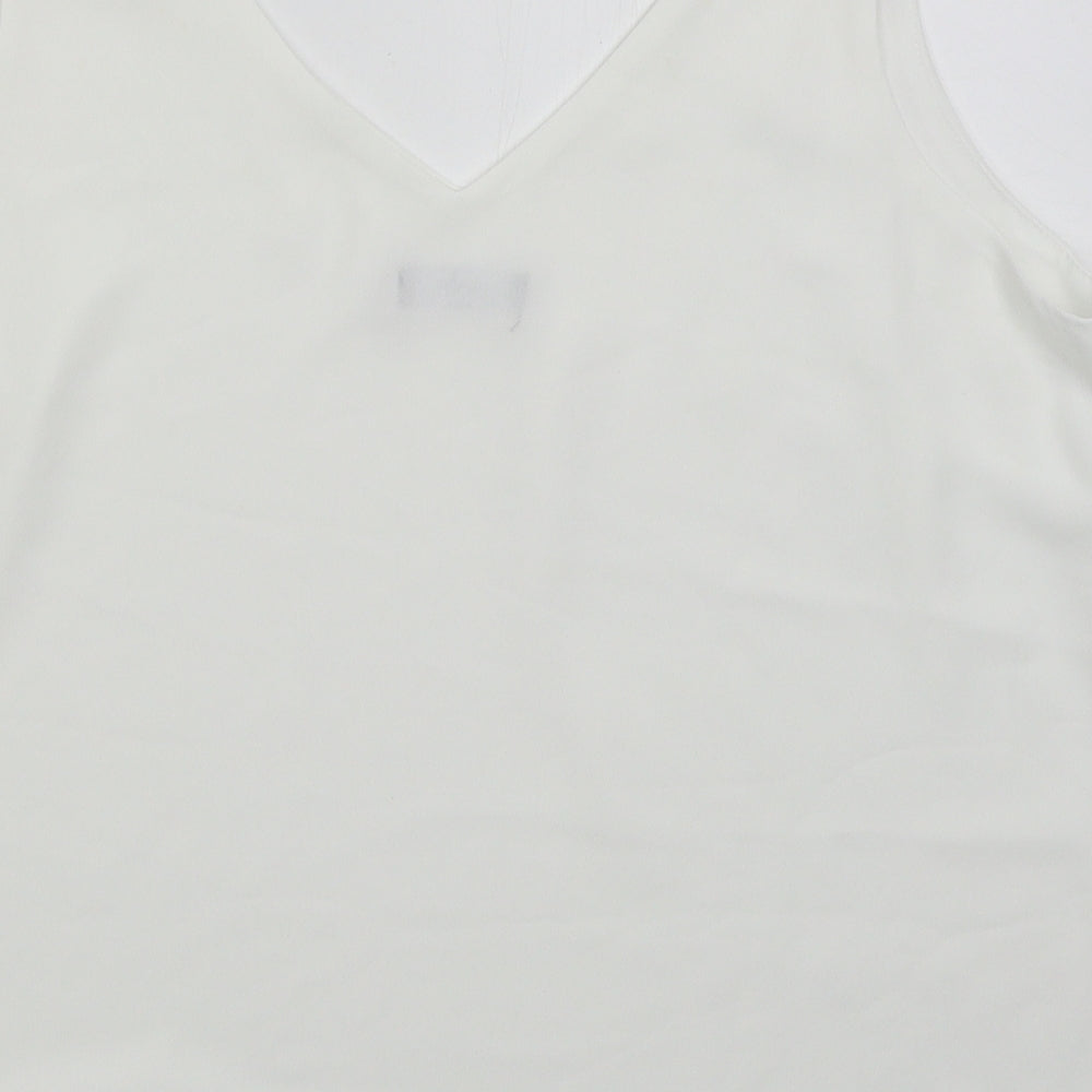 Wallis Womens White Polyester Basic Tank Size 14 V-Neck