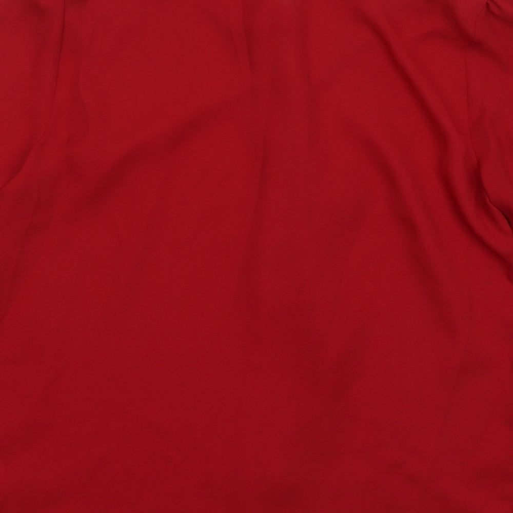 Peacocks Womens Red Polyester Basic Blouse Size 10 Collared