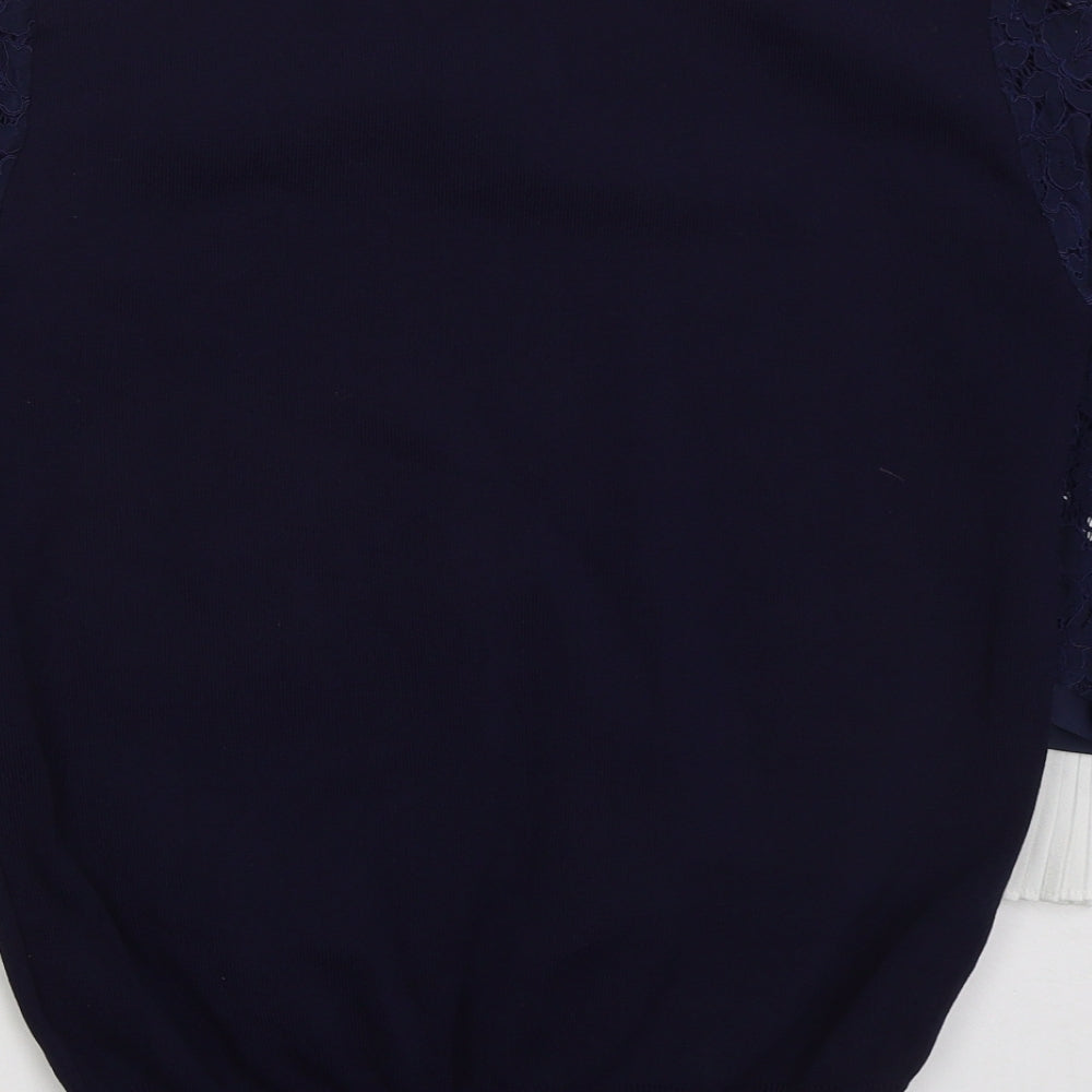 Holly Bracken Womens Blue Crew Neck Nylon Pullover Jumper Size M