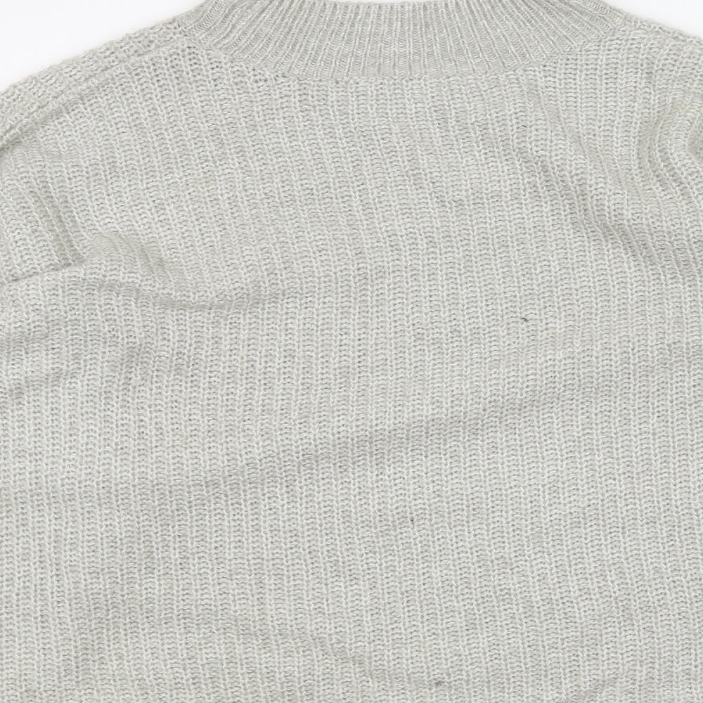New Look Womens Grey Round Neck Acrylic Pullover Jumper Size M