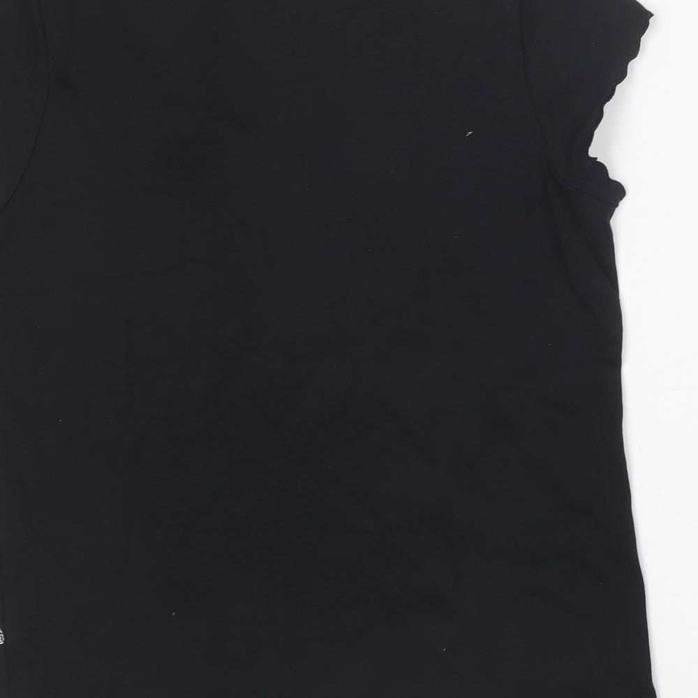 Emreco Womens Black Cotton Basic T-Shirt Size 12 Round Neck