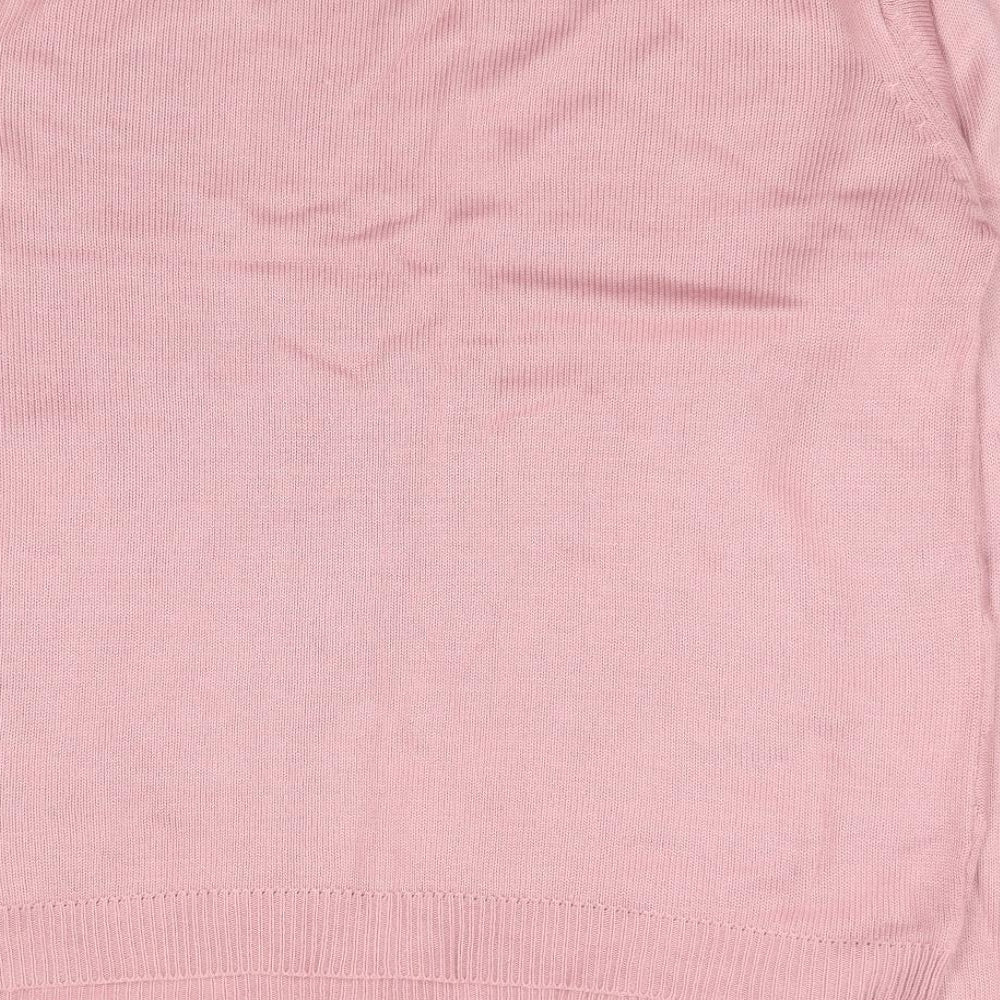 Akal Collection Womens Pink Crew Neck Floral Acrylic Pullover Jumper Size L