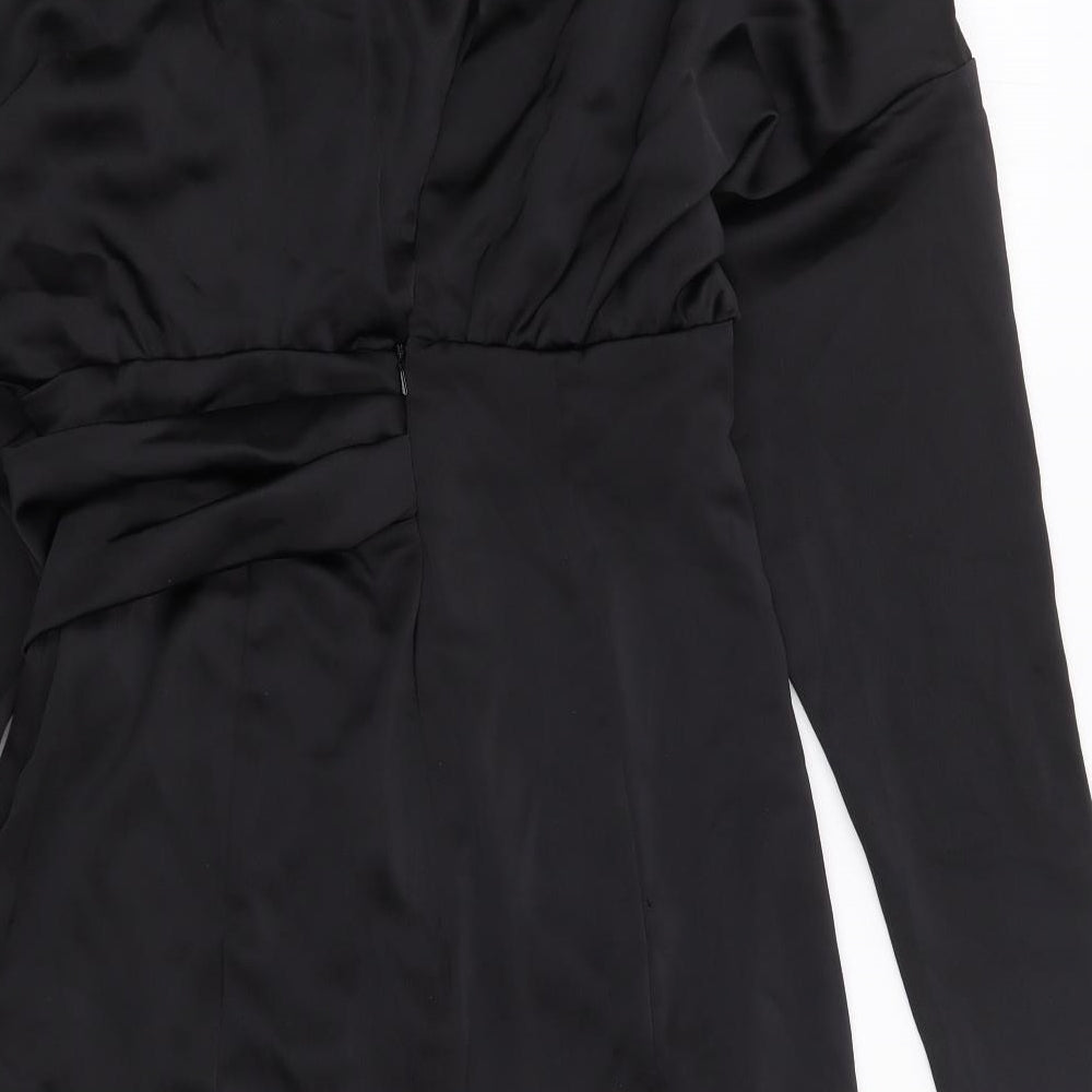 ASOS Womens Black Polyester Bodycon Size 10 One Shoulder Zip