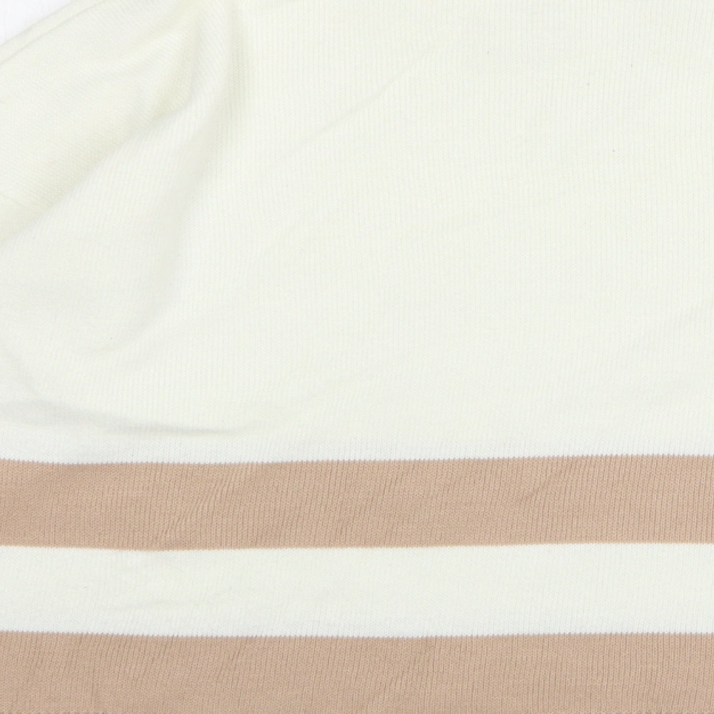 In The Style Womens Beige Round Neck Striped Acrylic Pullover Jumper Size 8