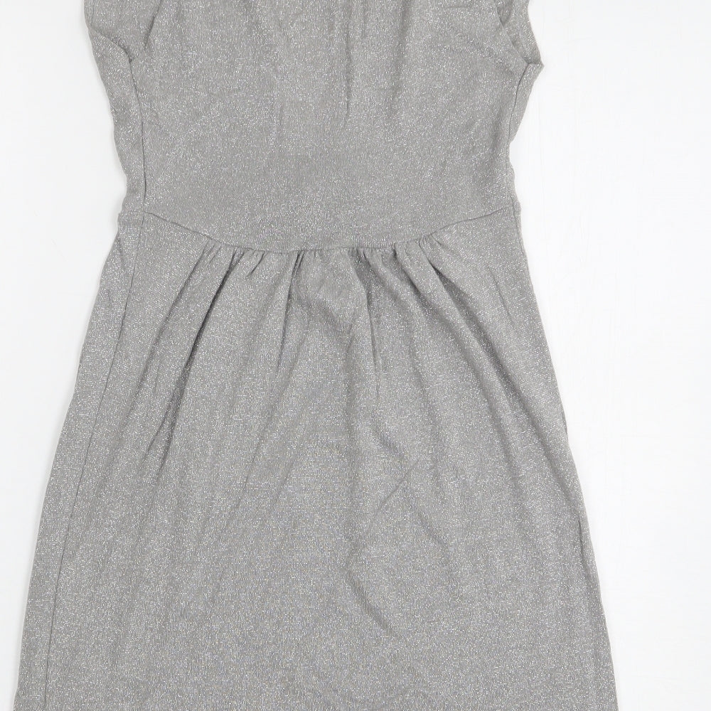Warehouse Womens Grey V-Neck Viscose Vest Jumper Size 8