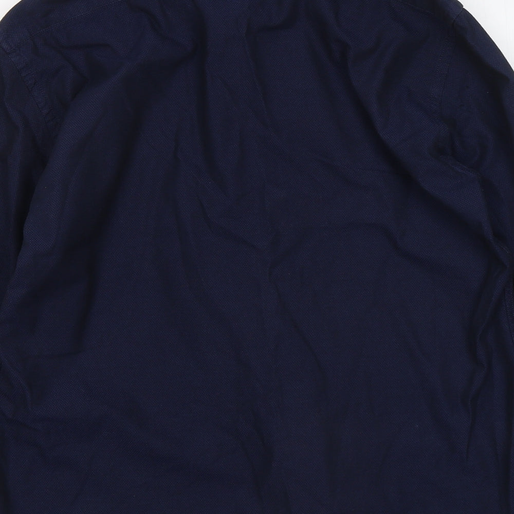 NM Mens Blue Cotton Button-Up Size L Collared