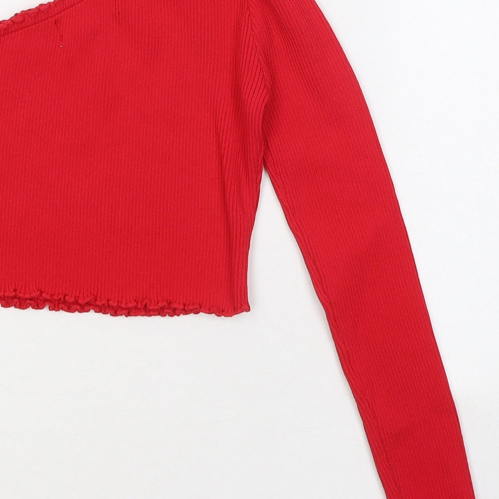 Lely Wood Womens Red Viscose Basic T-Shirt Size S Round Neck