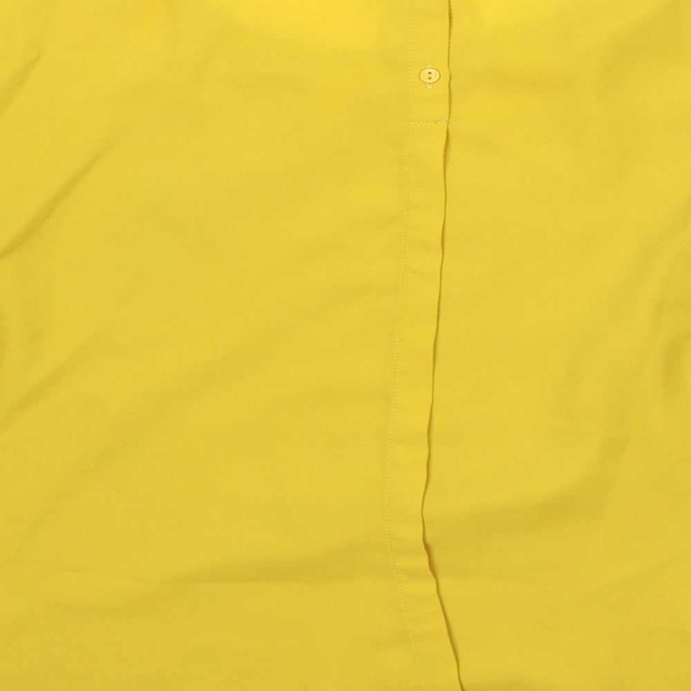 Marks & Spencer Womens Yellow Polyester Basic Blouse Size 12 Round Neck