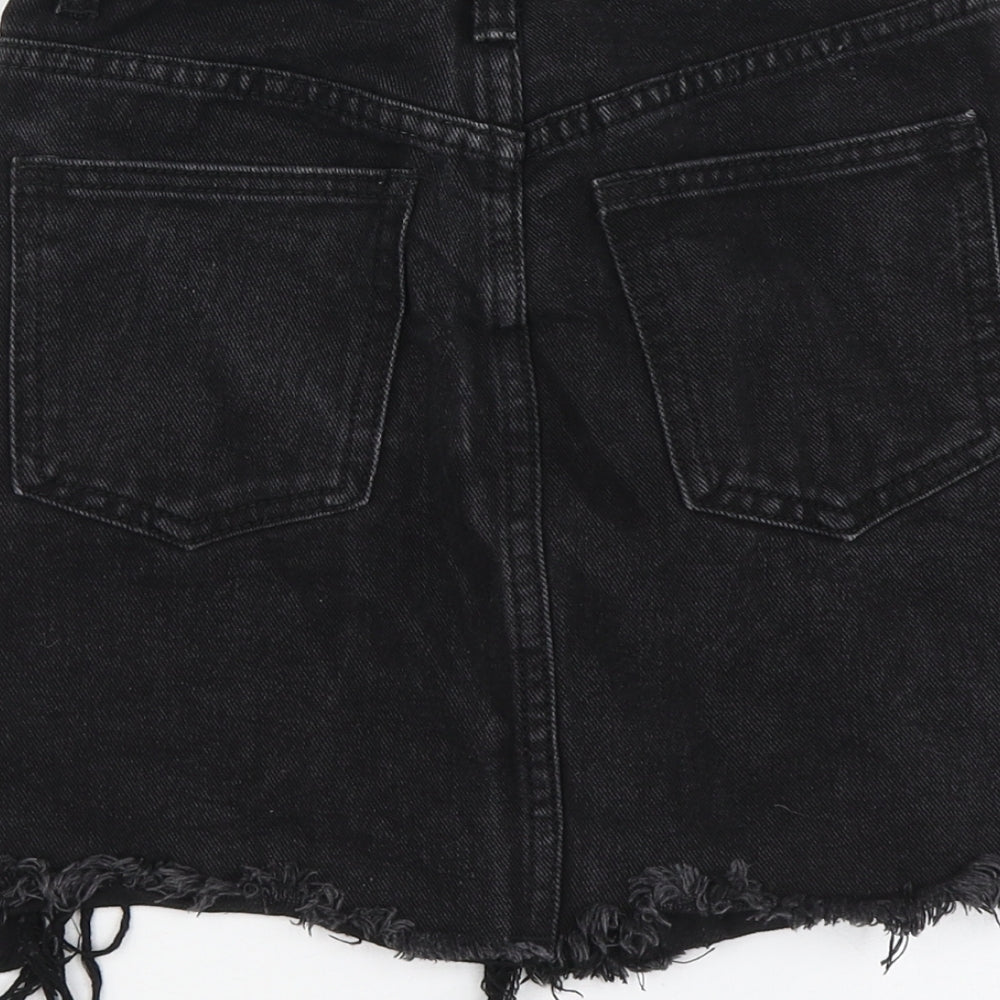 PRETTYLITTLETHING Womens Black Cotton Mini Skirt Size 30