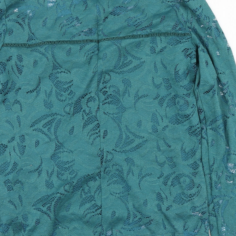 VILA Womens Green Polyamide Basic Blouse Size L Round Neck