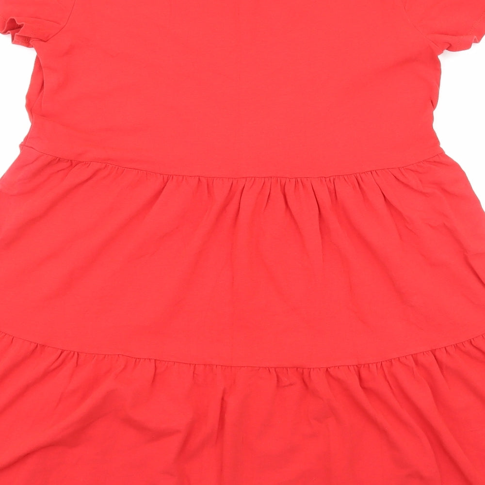 Very Womens Red Cotton A-Line Size 10 Round Neck