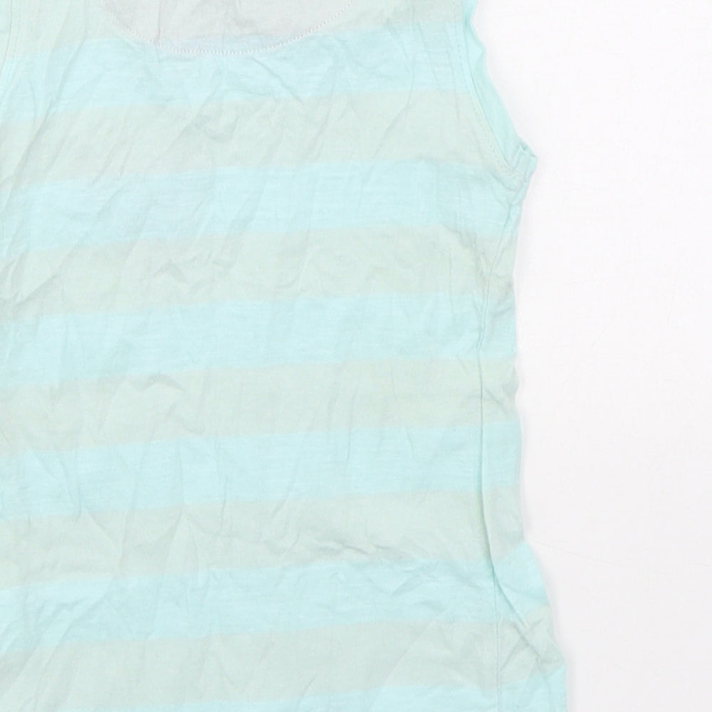 Kanz Girls Blue Cotton Basic Tank Size 4 Years Round Neck Pullover