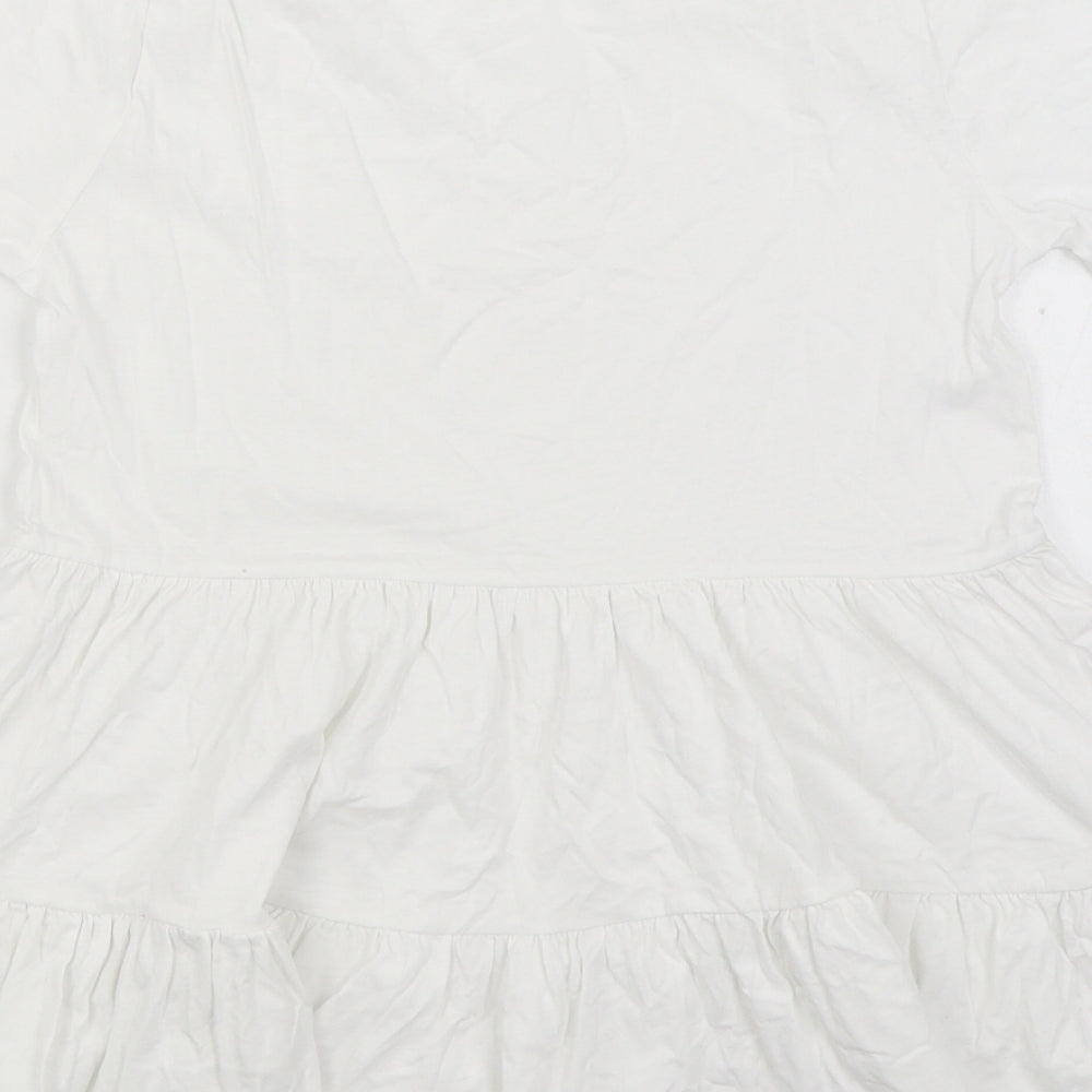 New Look Womens White 100% Cotton Basic Blouse Size 6 Round Neck