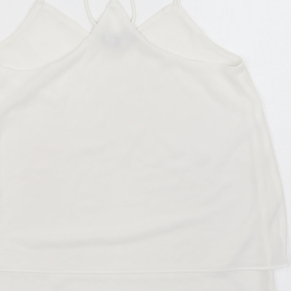New Look Womens White Polyester Camisole Blouse Size 8 Scoop Neck