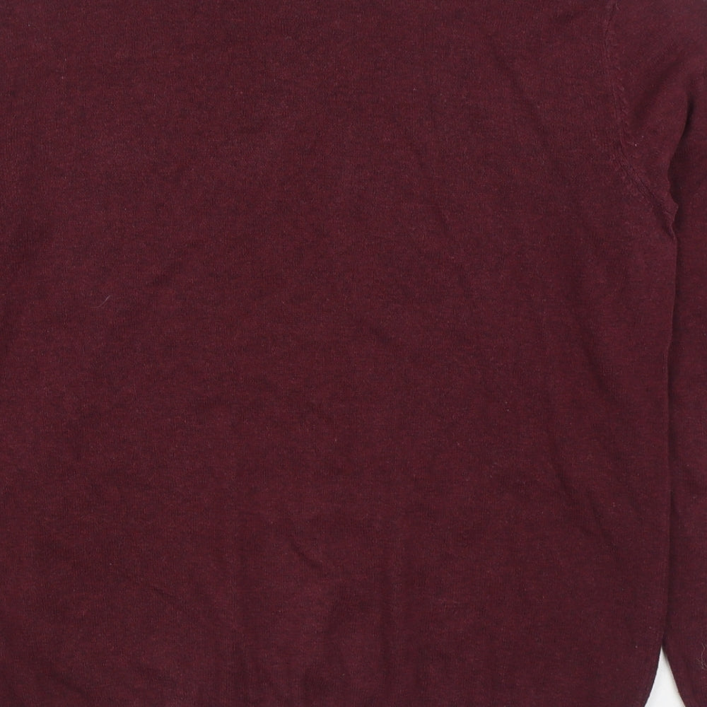 George Mens Red V-Neck Cotton Pullover Jumper Size M