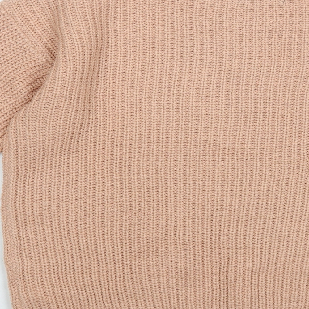 Boohoo Womens Pink Boat Neck Acrylic Pullover Jumper Size M