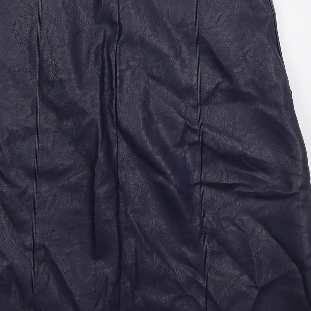 Cutie Womens Blue Polyurethane A-Line Skirt Size 8 Button