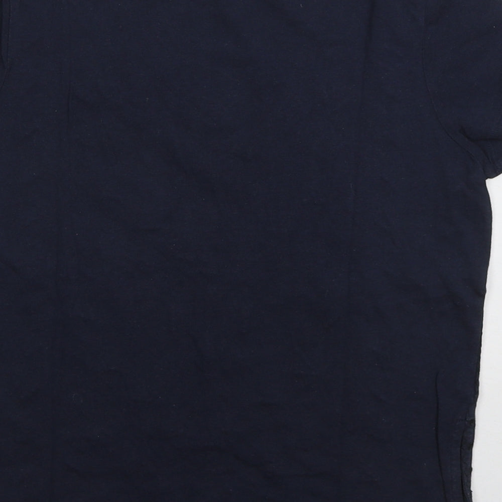 Jack Wills Womens Blue Geometric Cotton Basic T-Shirt Size 6 Crew Neck