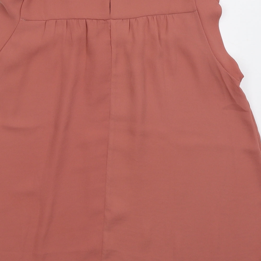 New Look Womens Pink Polyester Basic Blouse Size 10 Round Neck