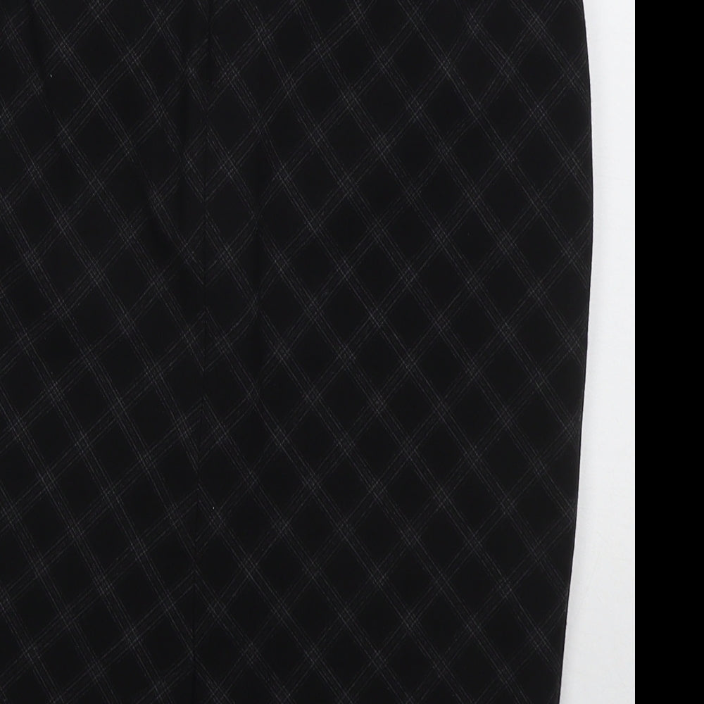 Marks & Spencer Womens Black Check Polyester Straight & Pencil Skirt Size 10 Zip