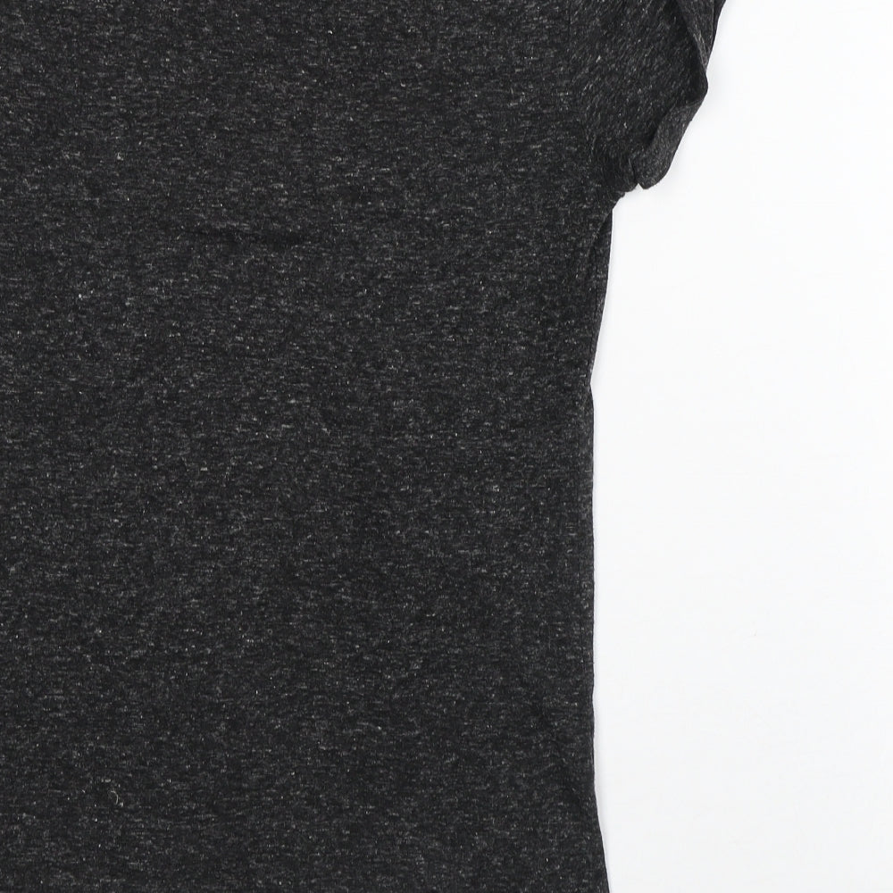 Divided Womens Grey Geometric Polyester Basic T-Shirt Size XS Crew Neck