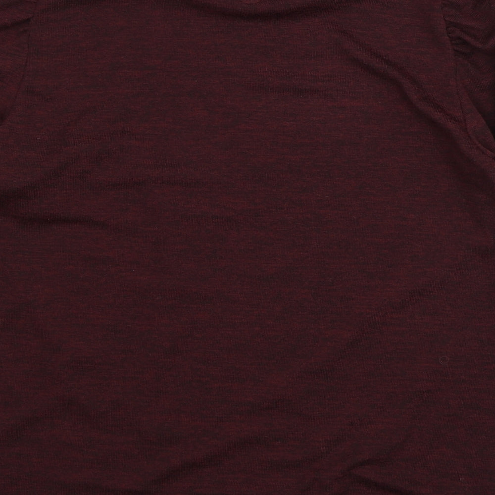 Dorothy Perkins Womens Red Polyester Basic T-Shirt Size 14 Mock Neck
