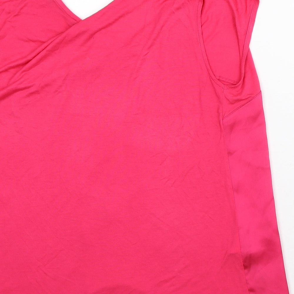 Mango Womens Pink Viscose Basic Blouse Size L V-Neck