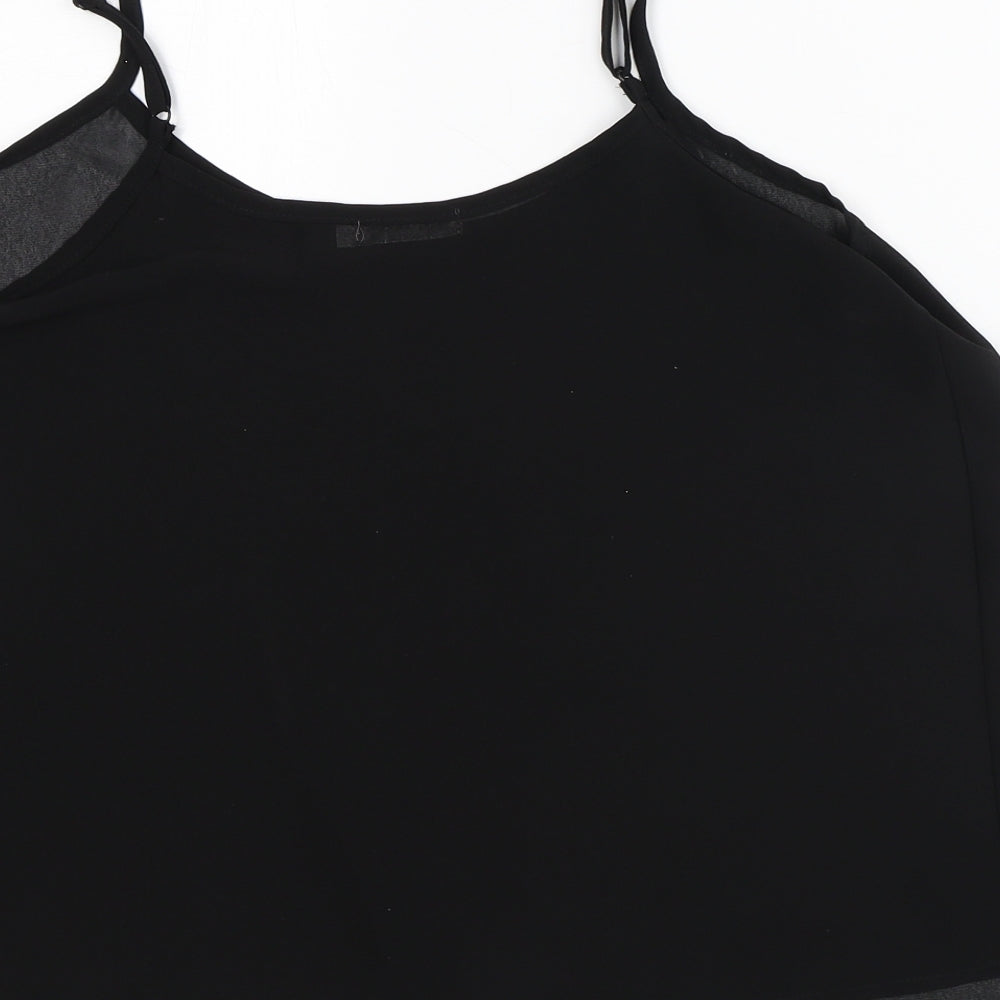 Paper Scissors Womens Black Polyester Basic Tank Size 10 Square Neck - Sheer