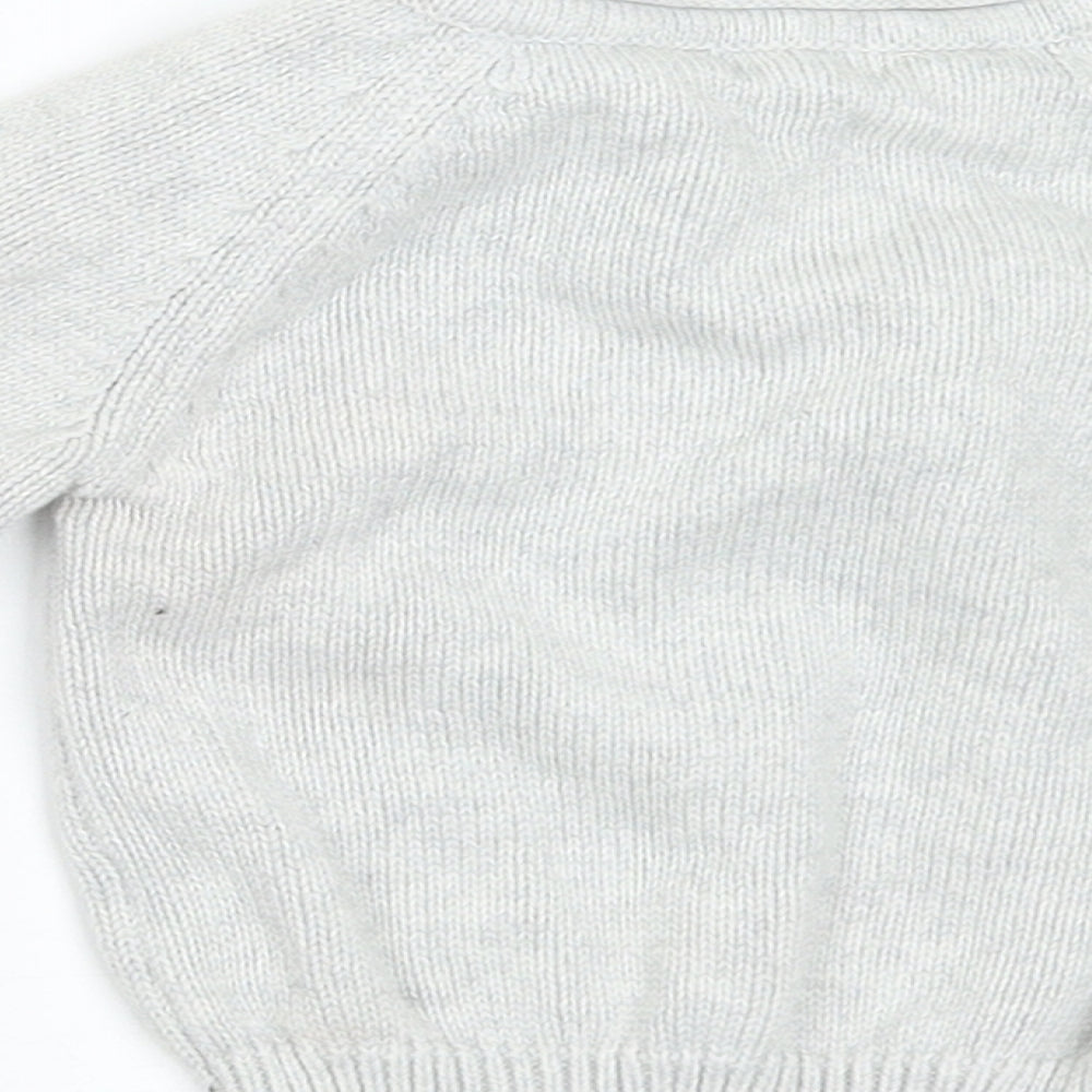 NEXT Baby Grey Cotton Pullover Jumper Size 3-6 Months Button - Fun