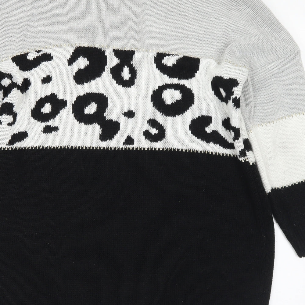 Preworn Womens Multicoloured Round Neck Animal Print Acrylic Pullover Jumper Size L
