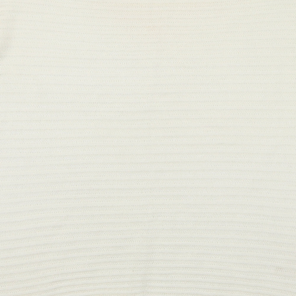 Sisley Womens White Boat Neck Striped Acrylic Pullover Jumper Size L - Sheer