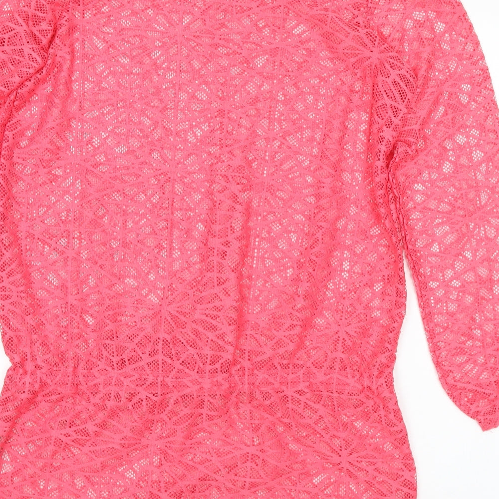 NEXT Womens Pink Round Neck Polyester Shrug Jumper Size 8