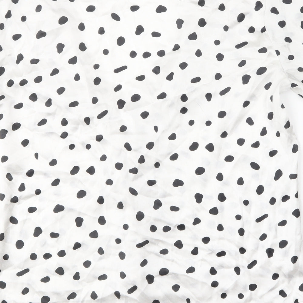 ASOS Womens White Polka Dot Polyester Basic Button-Up Size 6 V-Neck