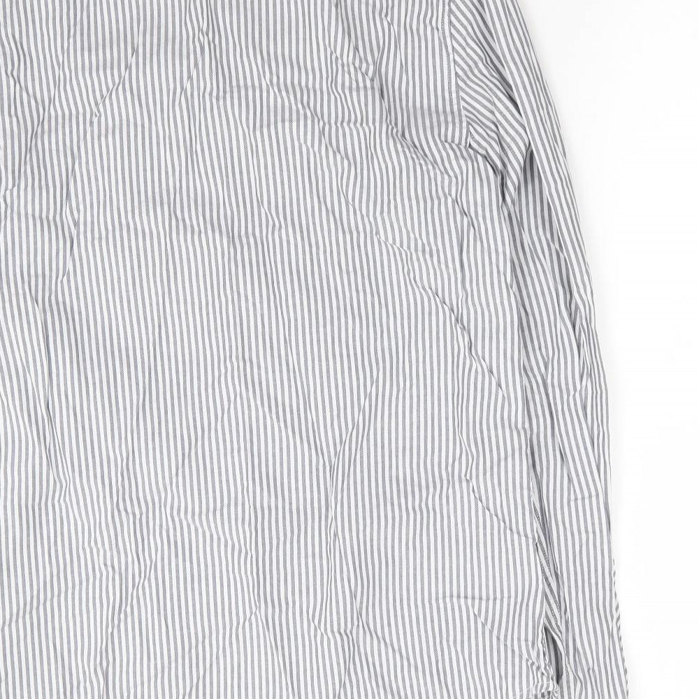 Linea Womens Blue Striped 100% Cotton Jersey Button-Up Size S Collared