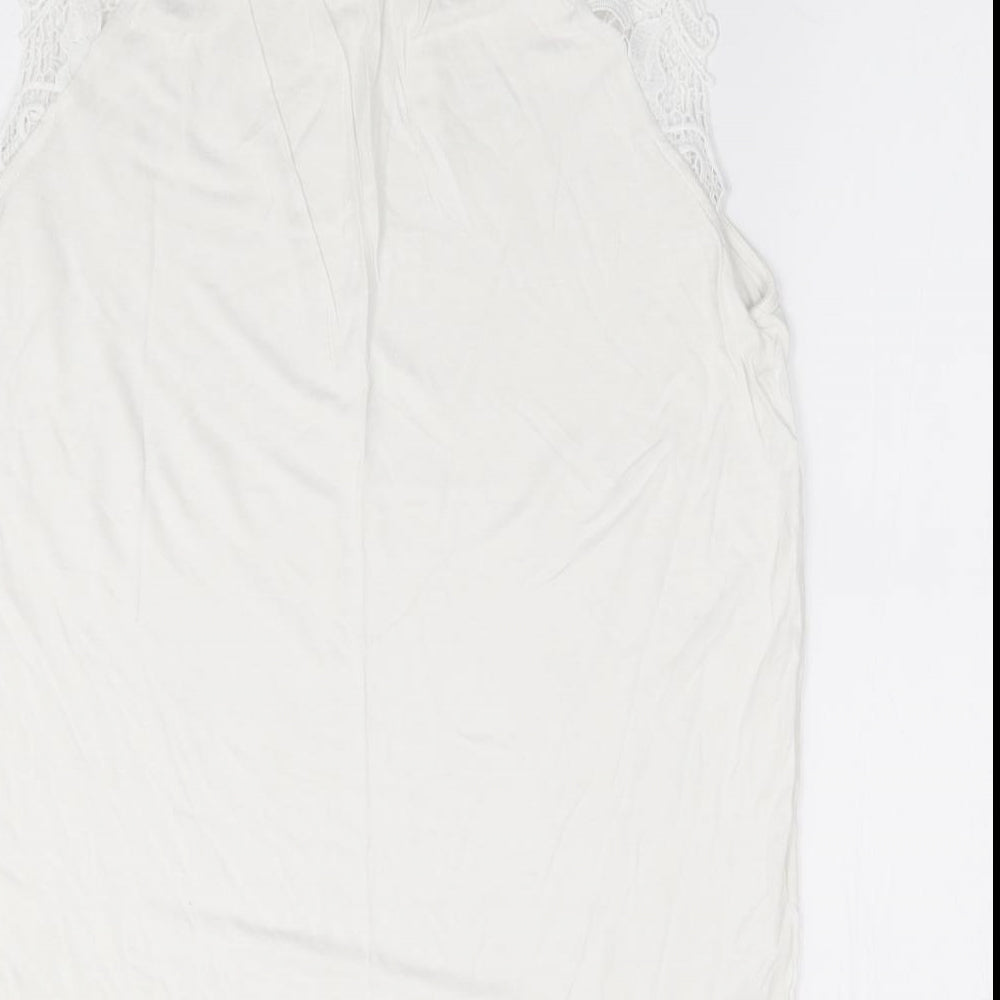 H&M Womens Ivory Viscose Jersey Tank Size M Round Neck