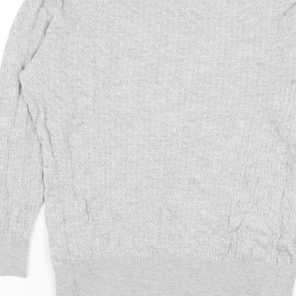 H&M Womens Grey Round Neck Viscose Pullover Jumper Size S