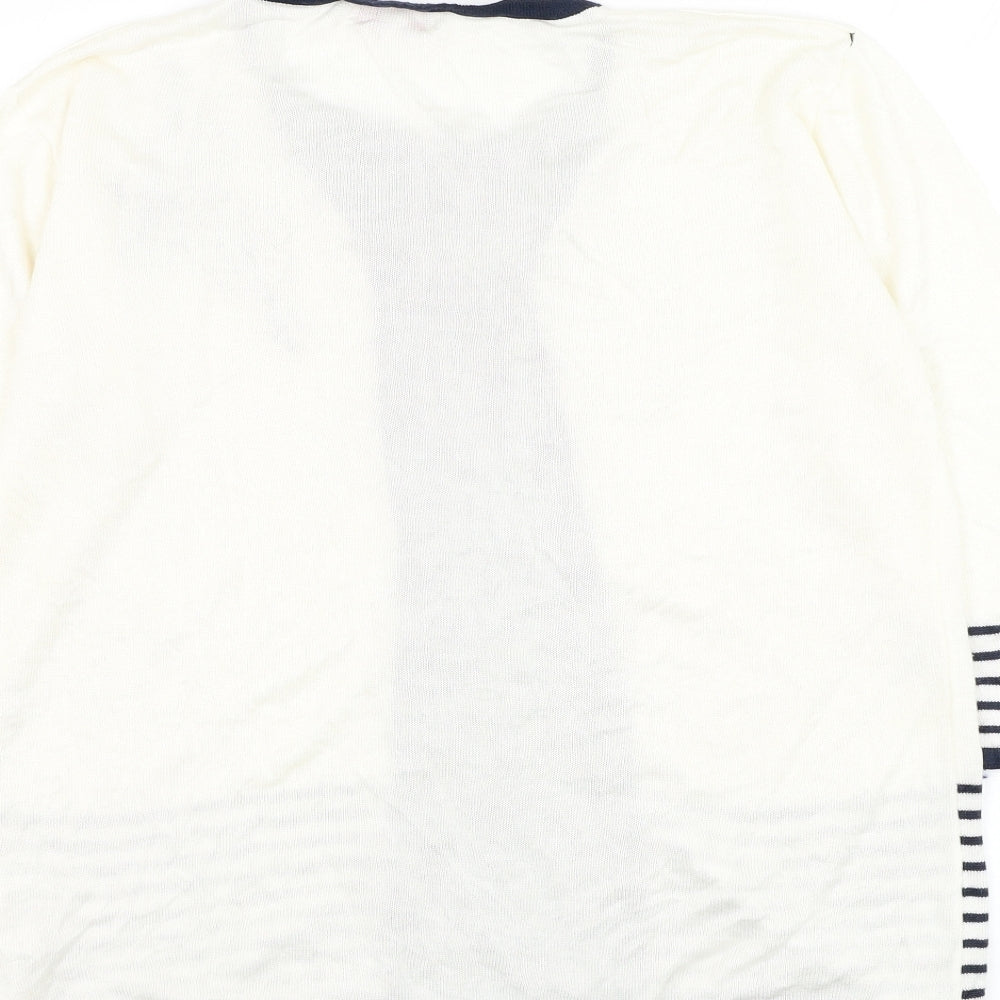 Reflect Womens White Round Neck Acrylic Pullover Jumper Size L - Flower