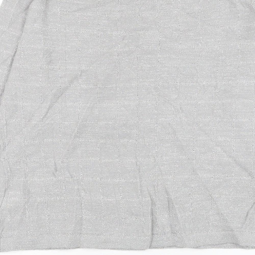 Pinstripe Womens Grey Round Neck Acrylic Pullover Jumper Size M