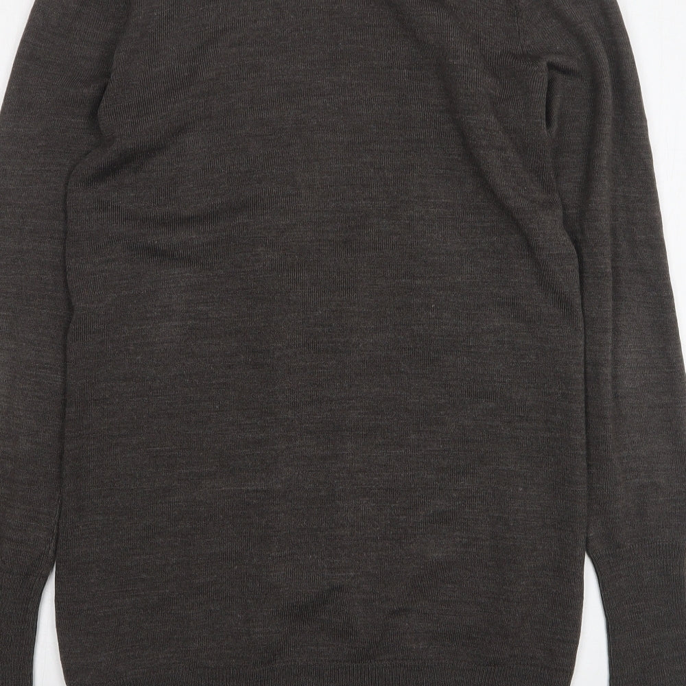 H&M Womens Grey V-Neck Acrylic Cardigan Jumper Size S