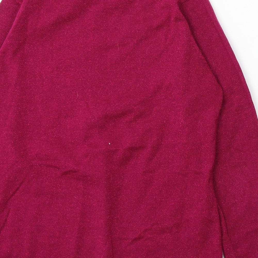 Bonmarché Womens Pink Mock Neck Acrylic Pullover Jumper Size S