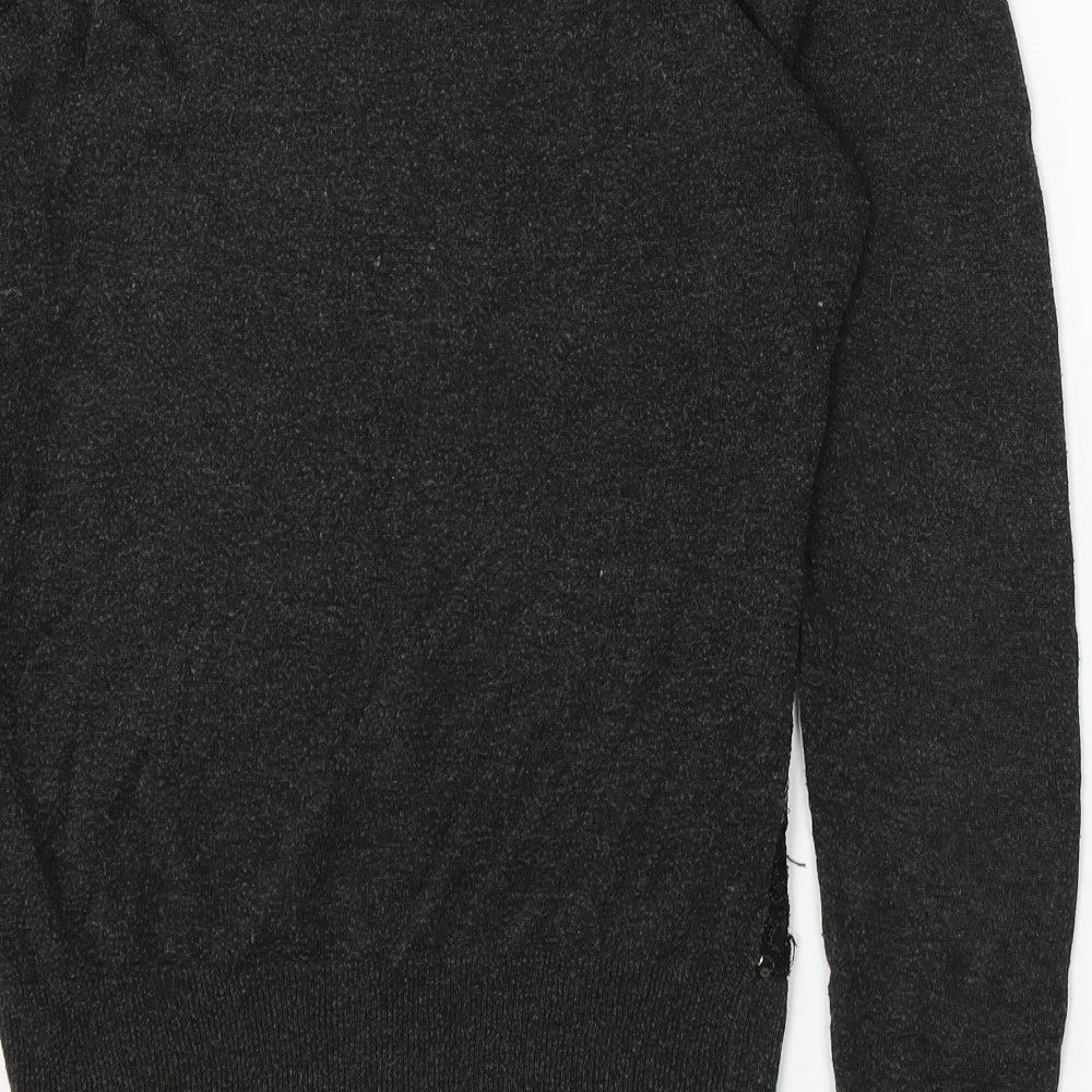 Miso Womens Grey Round Neck Polyester Pullover Jumper Size 14