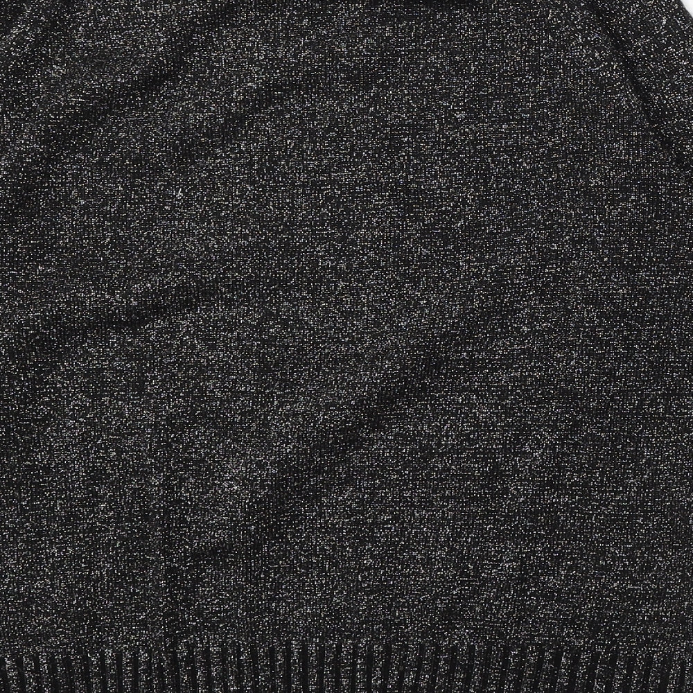 Bonmarché Womens Black Round Neck Acrylic Pullover Jumper Size S