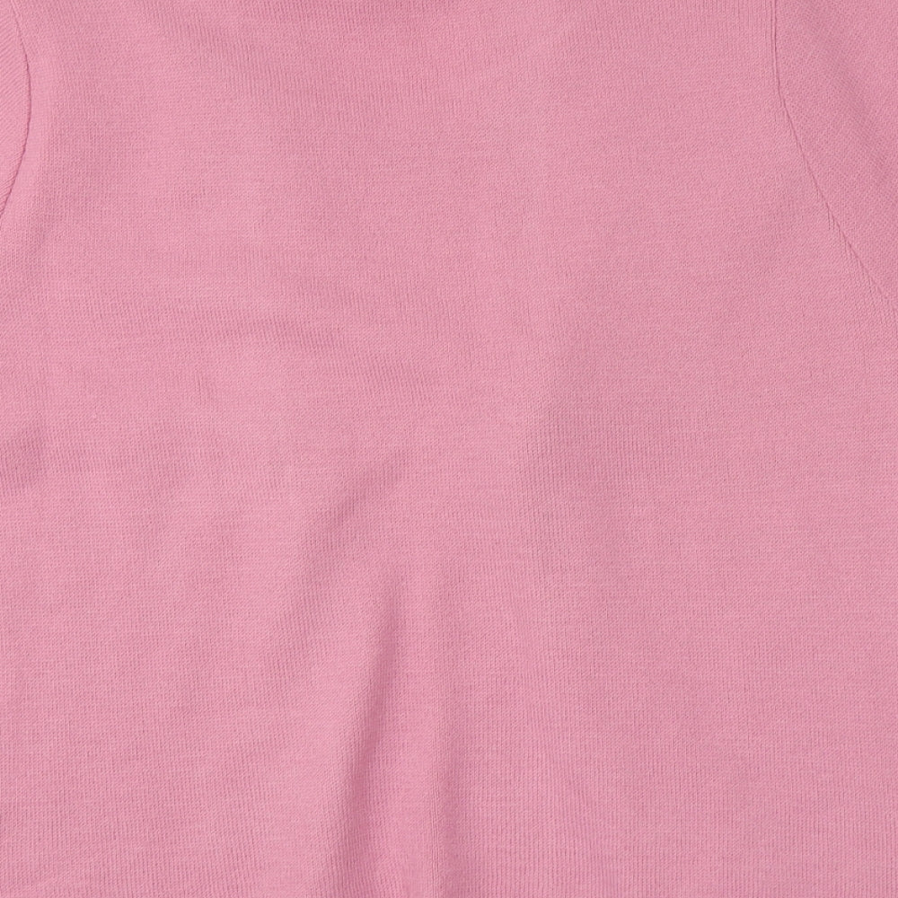 Pure & natural Womens Pink V-Neck Acrylic Pullover Jumper Size L