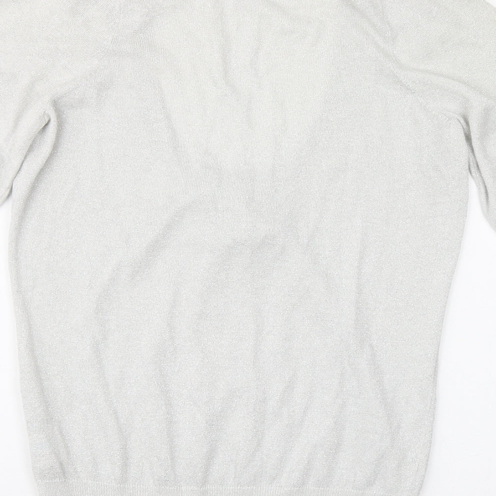 Oasis Womens Silver Round Neck Cotton Pullover Jumper Size 8