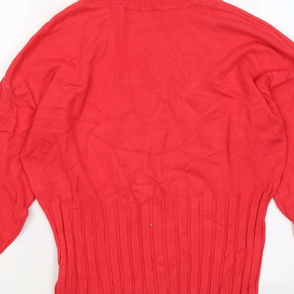 Marks & Spencer Womens Red Mock Neck Viscose Pullover Jumper Size 14