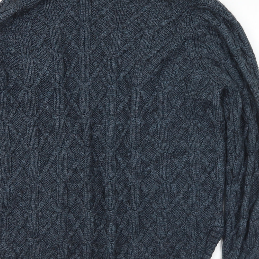 Marks & Spencer Womens Blue Collared Acrylic Cardigan Jumper Size 8